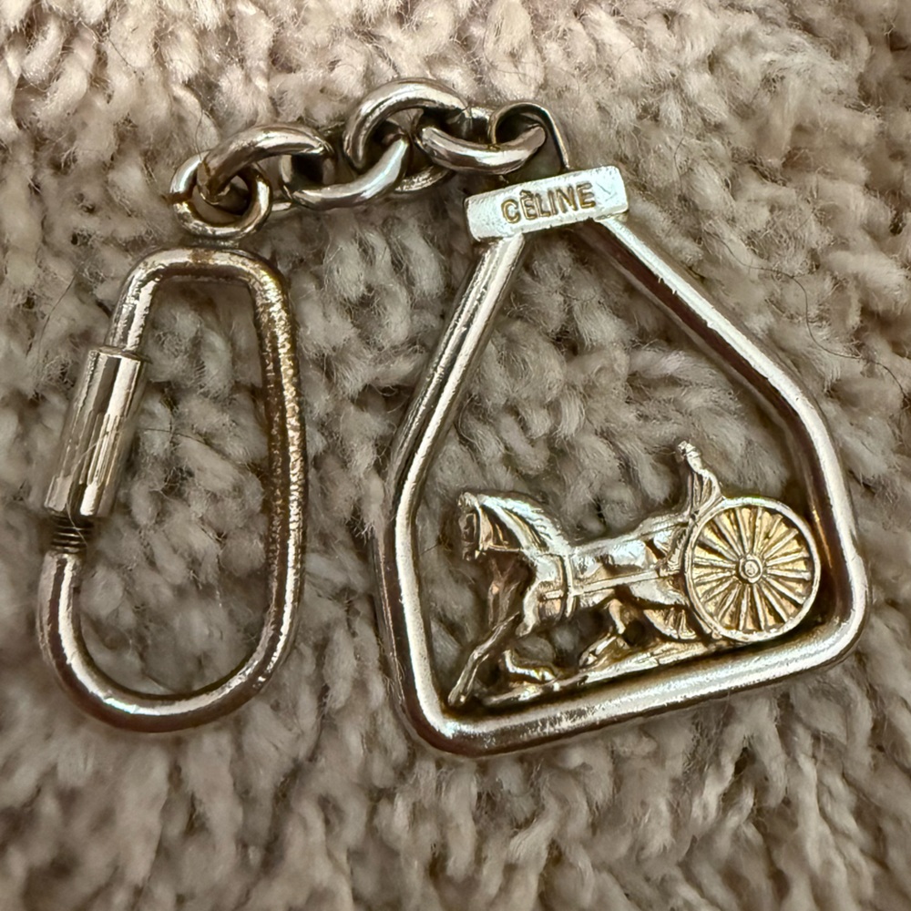 Celine Gold and Silver Horse Carriage Keychain